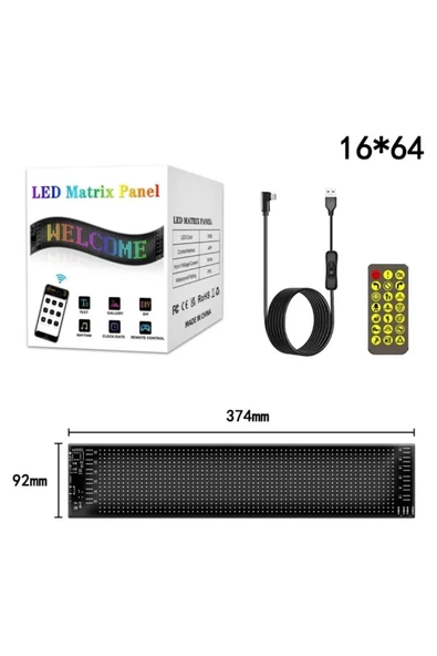 Led Matrix Panel RG-B Ekran Kumandalı App Kontrollü İş Yeri Otomobil Tır Kamyon Cam veya Duvar Uyumlu Kendiliğinden Yapışabilir - 2