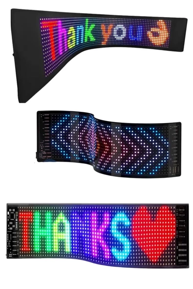 Led Matrix Panel RG-B Ekran Kumandalı App Kontrollü İş Yeri Otomobil Tır Kamyon Cam veya Duvar Uyumlu Kendiliğinden Yapışabilir - 3