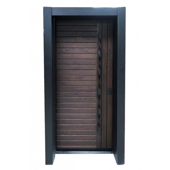 TEZ-1559 Statik Kasalı Rustik Çizgili Model Çelik Kapı, Daire Kapısı, Villa Kapısı