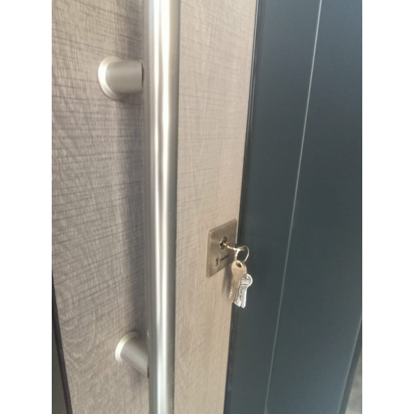 TEZ-1597 Antrasit Renk Statik Kasalı Rustik Çizgili Model Çelik Kapı, Daire Kapısı, Villa Kapısı - 3