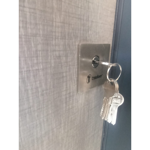 TEZ-1597 Antrasit Renk Statik Kasalı Rustik Çizgili Model Çelik Kapı, Daire Kapısı, Villa Kapısı - 4