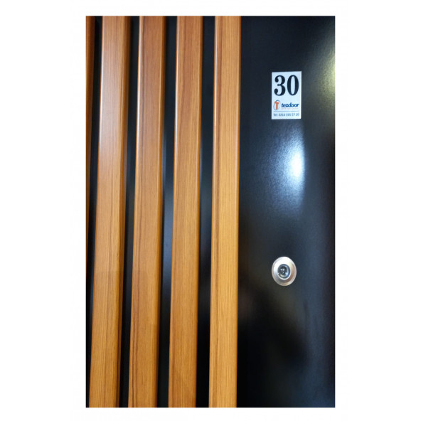 TEZ-3458 Ahşap Kaplama Kabartma Model Çelik Kapı, Daire Kapısı, Villa Kapısı - 3