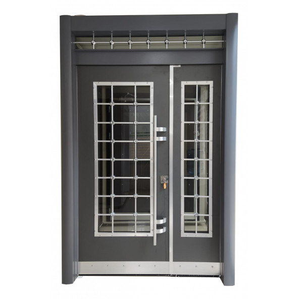 TEZ-0159 Antrasit Renk Statik Kasalı Düz Model Apartman Giriş Kapısı, Dış Mekan Kapısı, Villa Kapısı