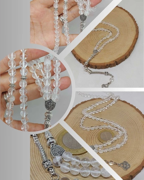 Kristal Kuvars Taşı 99luk Tesbih 6mm (4734)