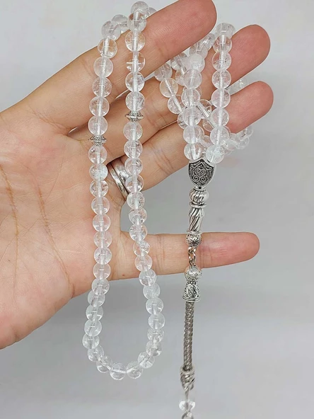 Kristal Kuvars Taşı 99luk Tesbih 6mm (4734) - Resim 5