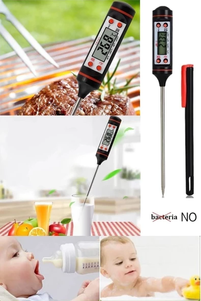 Dijital Mutfak Gıda Yemek Termometresi Daldırma Tipli Süt Mama Yoğurt Çorba Mayalama - 4