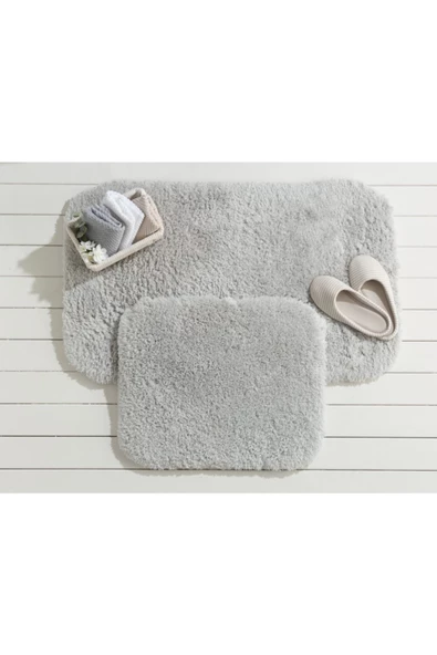 Madame Coco Sheep Banyo Paspası - Gri - 60x100+50x60 Cm