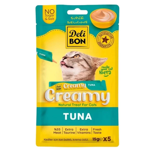 Kedi Ödül Maması - Creamy - Ton Balıklı - 15 gr 5'li - Delibon