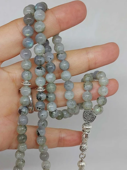 Labradorit Taşı Açık Renk 99luk Tesbih 6mm (17095) - Resim 2