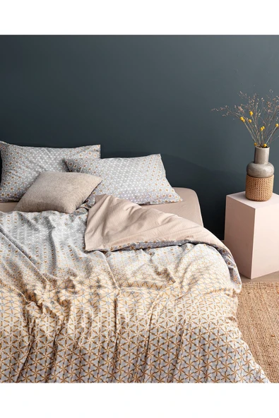 Madame Coco Rainger Tek Kişilik Pamuklu Baskılı Nevresim Takımı - Gri/Bej ürün görseli