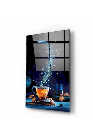 Kahve Dekoratif ve Modern Cam Tablo