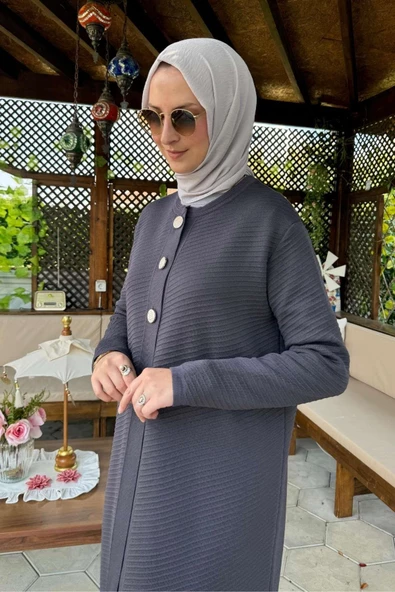 Sinem Çelik Örme Triko Hırka Antrasit - 2