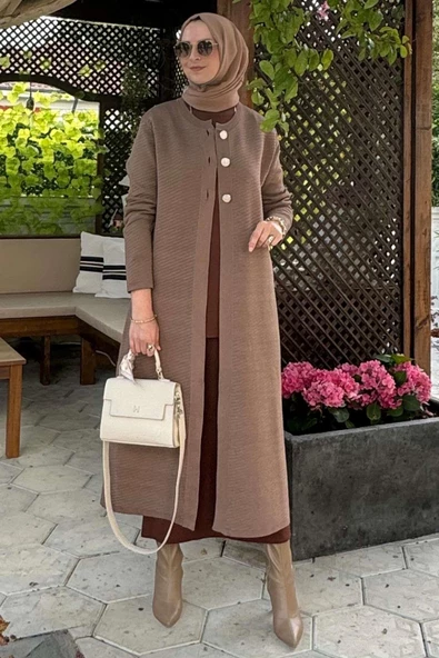 Sinem Çelik Örme Triko Hırka Sütlü Kahve - 4
