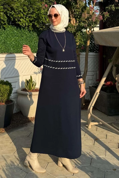 Samanyolu Lacivert Triko Elbise - Resim 4