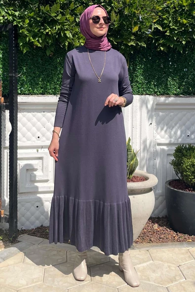 Rüya Antrasit Triko Elbise - Resim 2