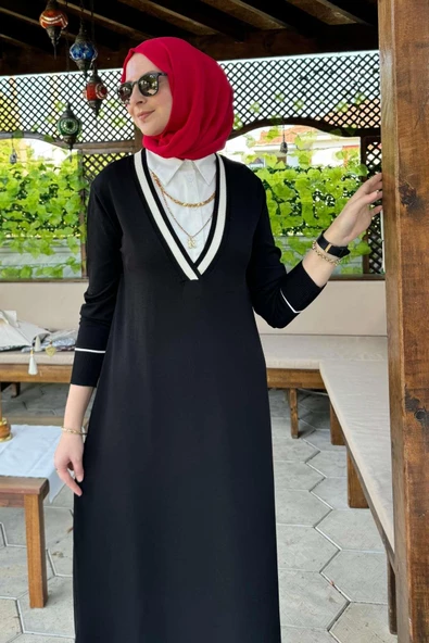 Eylül Gömlekli Triko Elbise Siyah - 3