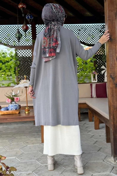 Sevda Triko Tunik Gri - 5