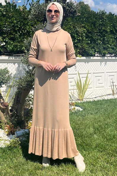 Rüya Bej Triko Elbise - 2