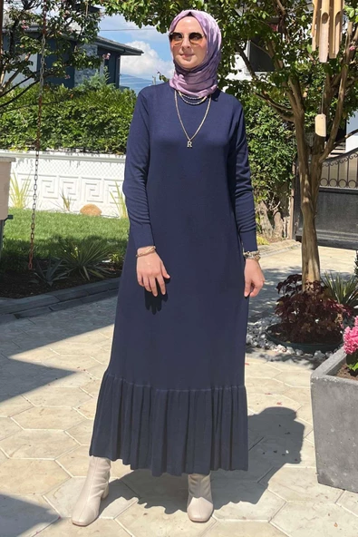 Rüya Lacivert Triko Elbise - Resim 5