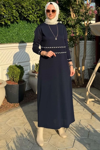 Samanyolu Lacivert Triko Elbise - Resim 6