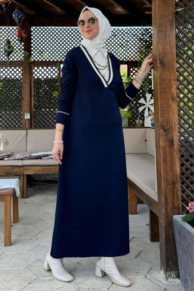 Eylül Gömlekli Triko Elbise Lacivert - 3