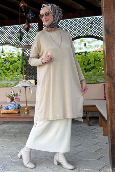 Sevda Triko Tunik Taş - 4