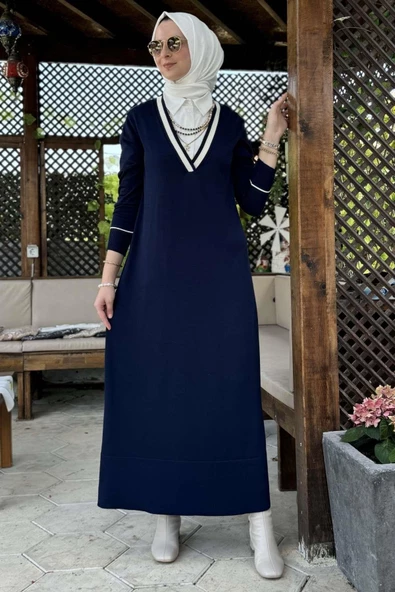 Eylül Gömlekli Triko Elbise Lacivert - 2