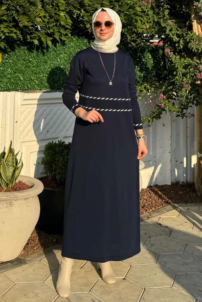 Samanyolu Lacivert Triko Elbise - Resim 5