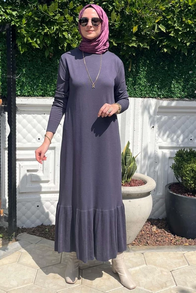 Rüya Antrasit Triko Elbise - Resim 3