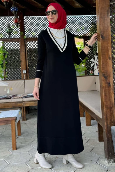 Eylül Gömlekli Triko Elbise Siyah - 5