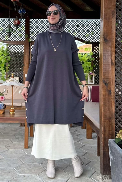 Sevda Triko Tunik Antrasit - Resim 2