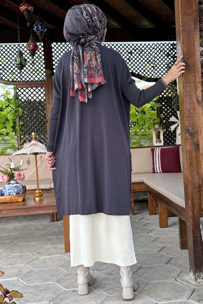 Sevda Triko Tunik Antrasit - Resim 3