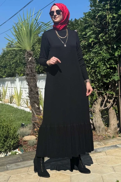Rüya Siyah Triko Elbise - 7