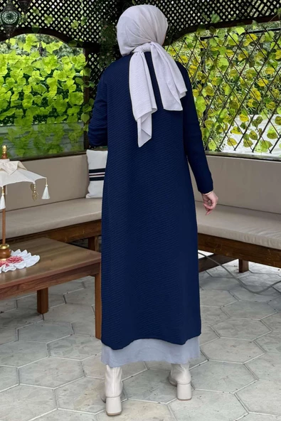 Sinem Çelik Örme Triko Hırka Lacivert - 9
