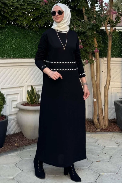 Samanyolu Siyah Triko Elbise - Resim 5