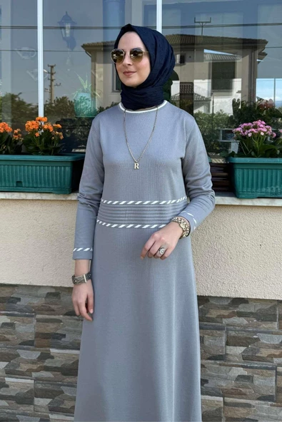 Samanyolu Gri Triko Elbise - Resim 6