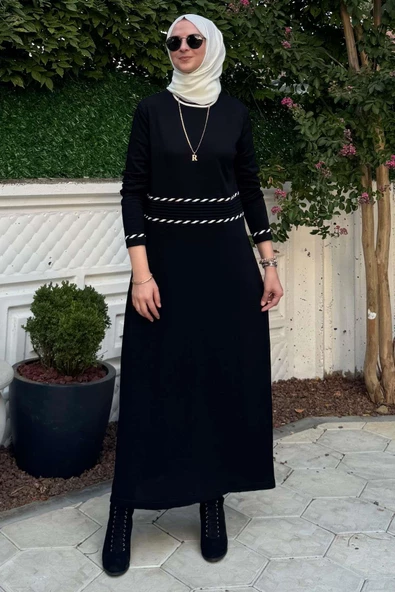 Samanyolu Siyah Triko Elbise - Resim 3