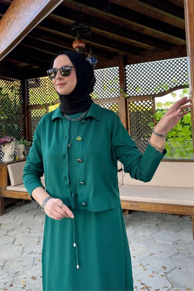 Hazal Triko Elbise Zümrüt - 5