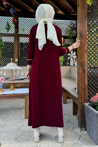Eylül Gömlekli Triko Elbise Bordo - 7