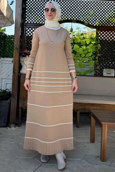 Hayal Triko Elbise Bej - 2