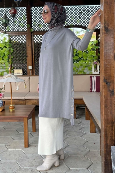 Sevda Triko Tunik Gri - 2