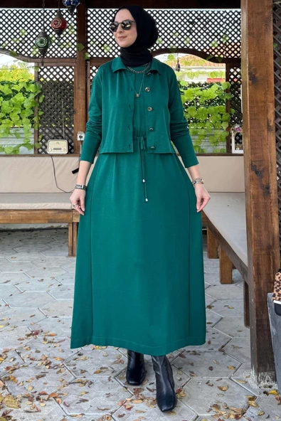 Hazal Triko Elbise Zümrüt - 3