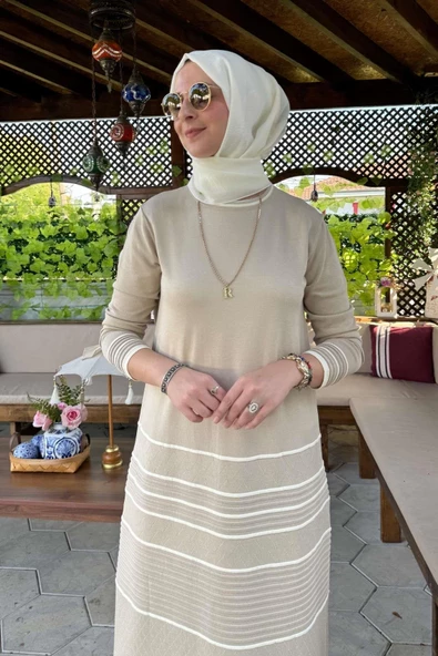 Hayal Triko Elbise Taş - 4