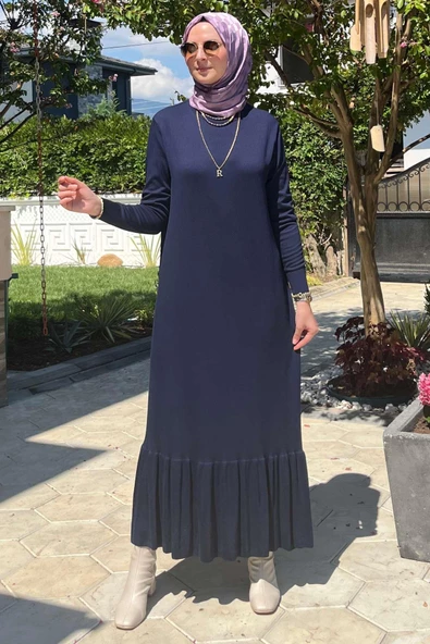 Rüya Lacivert Triko Elbise ürün görseli 1