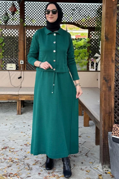 Hazal Triko Elbise Zümrüt - 7