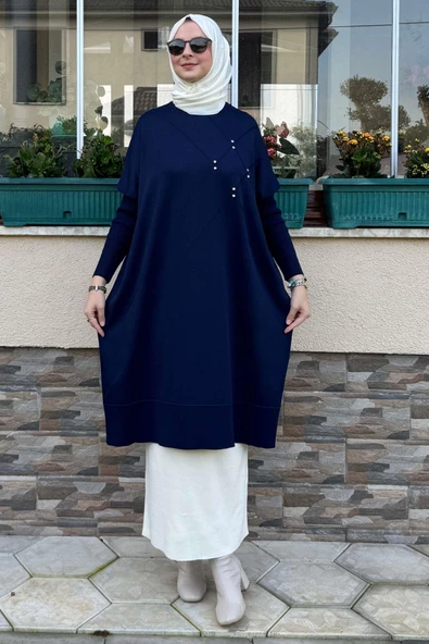Melda Triko Tunik Lacivert - 5