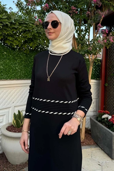 Samanyolu Siyah Triko Elbise - Resim 4