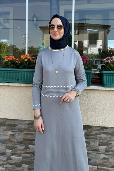 Samanyolu Gri Triko Elbise - Resim 5