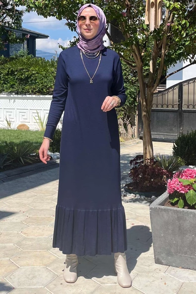 Rüya Lacivert Triko Elbise - Resim 2