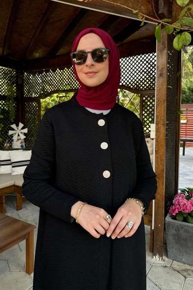 Sinem Çelik Örme Triko Hırka Siyah - Resim 2